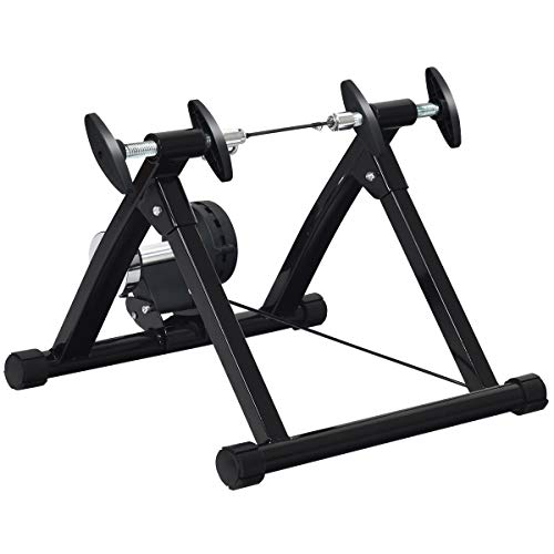 Giantex GAINETX Rodillo de Bicicleta Plegable con Cierre Rápido, Carga Máxima de 100 kg, para Entrenamiento en Casa, Entrenamiento de Ciclismo en Interior, Unisex, para Neumáticos de 26-28", Negro