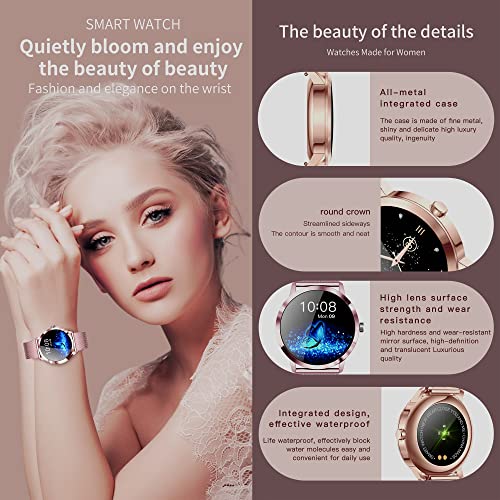 GIFTFIT Reloj Inteligente Mujer, Smartwatch Deportivo a Prueba de Agua IP68, 1.1inch Táctil Completa con Caloría, SpO2, Menstrual Registro, Podómetro Pulsera Actividad Inteligente con iOS Android