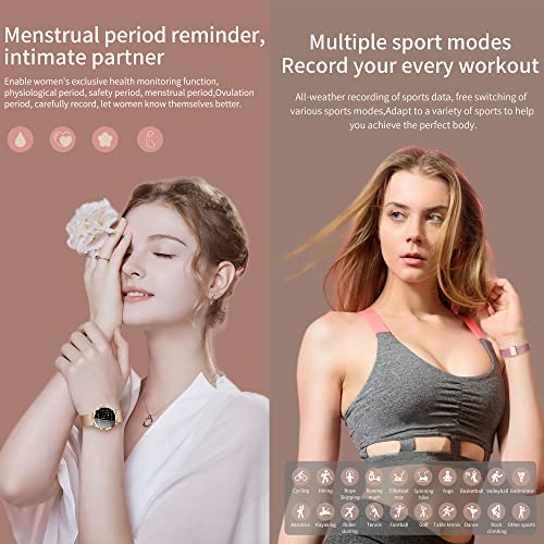 GIFTFIT Reloj Inteligente Mujer, Smartwatch Deportivo a Prueba de Agua IP68, 1.1inch Táctil Completa con Caloría, SpO2, Menstrual Registro, Podómetro Pulsera Actividad Inteligente con iOS Android