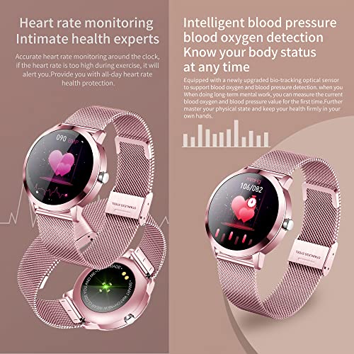 GIFTFIT Reloj Inteligente Mujer, Smartwatch Deportivo a Prueba de Agua IP68, 1.1inch Táctil Completa con Caloría, SpO2, Menstrual Registro, Podómetro Pulsera Actividad Inteligente con iOS Android