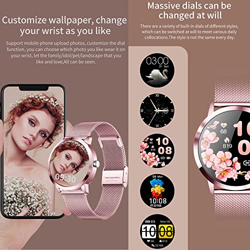 GIFTFIT Reloj Inteligente Mujer, Smartwatch Deportivo a Prueba de Agua IP68, 1.1inch Táctil Completa con Caloría, SpO2, Menstrual Registro, Podómetro Pulsera Actividad Inteligente con iOS Android