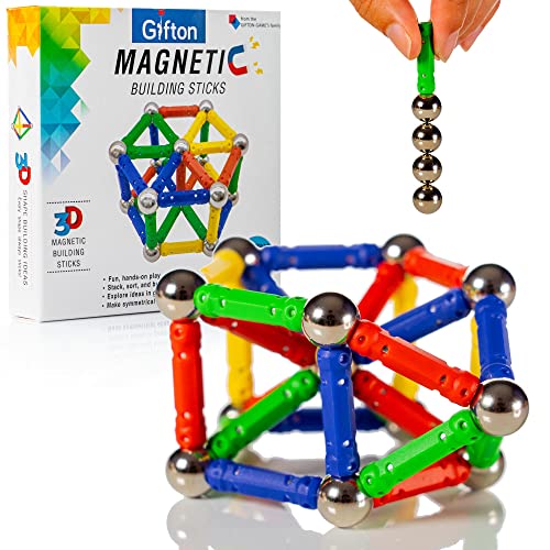 Gifton 30 Piezas Bloques de Construcción Magnéticos, Imanes Geométricos, Regalo Infantil de Reyes Magos Cumpleaños Juguetes Educativo y Creativo para Niño de 6-8 Años