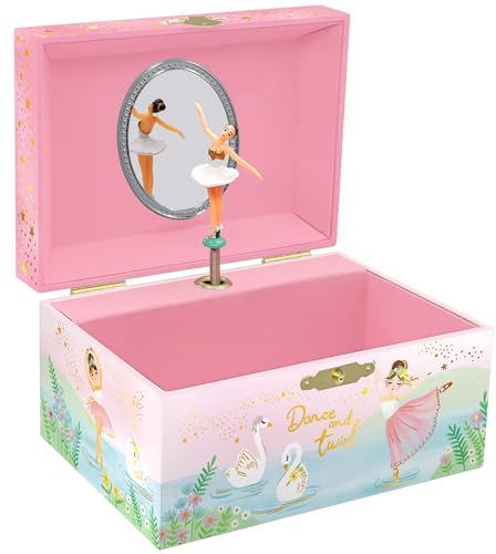 Giggle & Honey Joyero Musical de Bailarina para Niñas - Caja de Música Infantil con Bailarina Giratoria, Regalo de Cumpleaños de Ballet para Niñas, 15,2 x 11,8 x 8,9 cm - Edades 3-10, Rosa