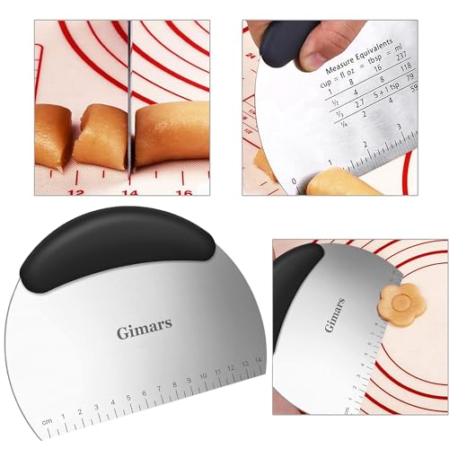 Gimars Raspador de Masa de Pan Donut Multiusos Cortador de Masa de Acero Inoxidable Cortador de Masa Mango de Silicona Accesorios de Cocina Pastelería