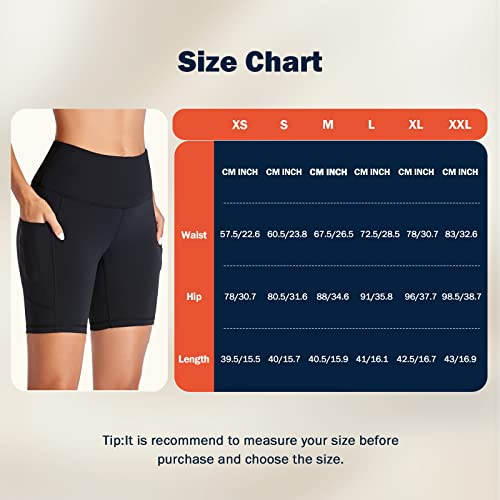 GIMDUMASA Pantalones Cortos Deporte Mujer Cintura Alta Shorts Leggins Pantalones Cortos de Yoga para Correr Gym Fitness Mallas Deportivos con Bolsillos Laterales GI371(Negro,XXL)