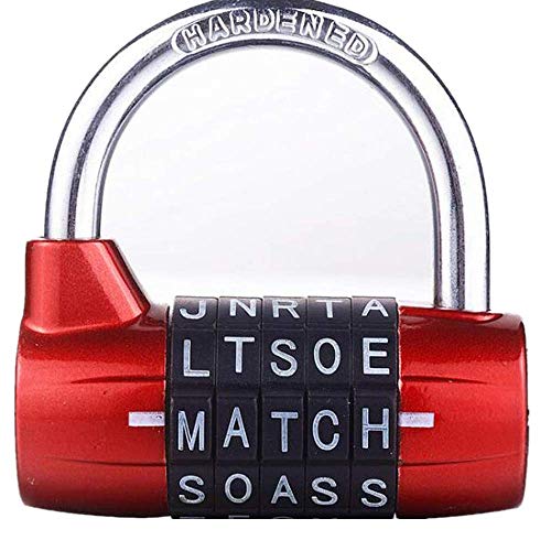 Gimnasio Locker Lock, Candado de Seguridad Robusto de 5 Letras con combinación de contrase?a (Rojo)