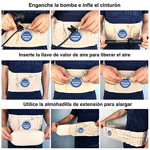 GINEKOO - Cinturón de espalda de descompresión física para alivio del dolor de espalda baja, apoyo de espalda y cinturón de tracción lumbar (cintura de 29 a 49 pulgadas)