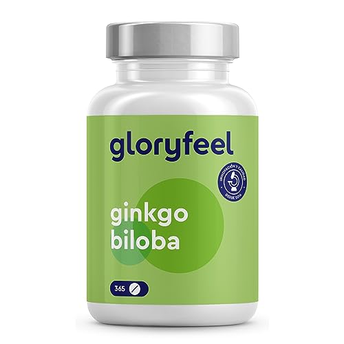 Ginkgo Biloba - 365 Tabletas Veganas (Para 1 año) - Extracto Premium 50:1 - Flavonoides Glucosídicos + Terpenoides - Para la Memoria y la concentración - Sin aditivos