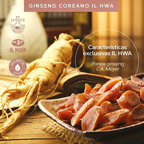 Ginseng Coreano Puro, Calidad Ilhwa, 500 mg, 100 cápsulas | Panax Ginseng 100% Sin aditivos | Energía Física y Mental | Raíces Maduras de Cultivo Propio y Extracción Exclusiva | de TONGIL