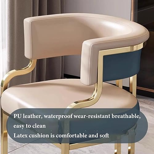 GIZNXBA Silla De Oficina Ergonomica Cuero PU Silla De Trabajo con Reposabrazos Silla De Escritorio Moderna con Ruedas, Ergonómico Tapizado Giratorio Rodante Silla De La Vanidad (Color : /Beige)