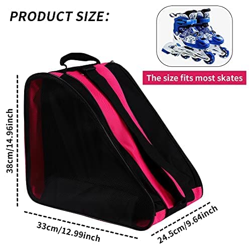 GLAITC Bolsa de Patinaje de Ruedas Bolsa de Patinaje de Hielo Unisex con Correa Ajustable Bolsa de Transporte para Patines Bolsa de Patinaje para Mujeres Hombres Niños Rosa