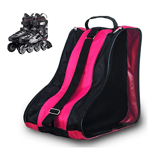 GLAITC Bolsa de Patinaje de Ruedas Bolsa de Patinaje de Hielo Unisex con Correa Ajustable Bolsa de Transporte para Patines Bolsa de Patinaje para Mujeres Hombres Niños Rosa