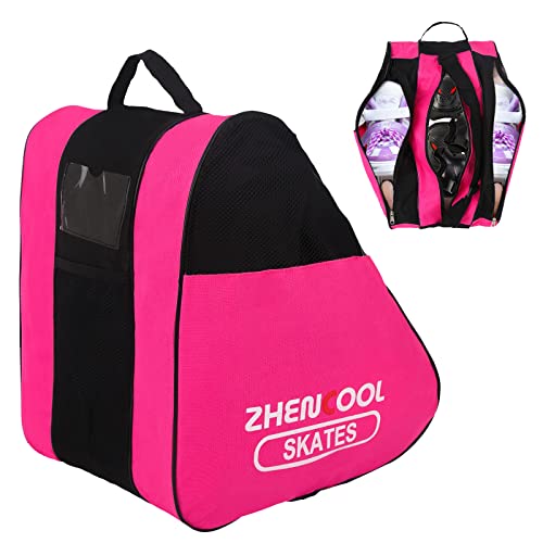 GLAITC Bolsa Patines Bolsa para Patines en Linea Unisex Bolsa de Patinaje sobre Hielo Bolsa Patines 4 Ruedas con Correa de Hombro Ajustable Mochila Patines Roller para Niños Mujeres,Hombres Pink