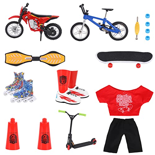 GLAITC Mini Juguetes para los Dedos,Monopatín para Dedos Scooter para Dedos Patines para Bicicletas Pantalones para Dedos Accesorios para Trucos de Entrenamiento para los Favores de Fiesta