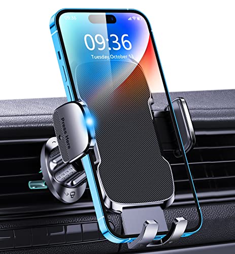 Glangeh Soporte Movil Coche [2023 Gancho Mejorado] para Ventilación de Aire, 360° Rotación Accesorios Movil Coche con Liberación de un Botón, Compatible con iPhone y Otros 4-7”