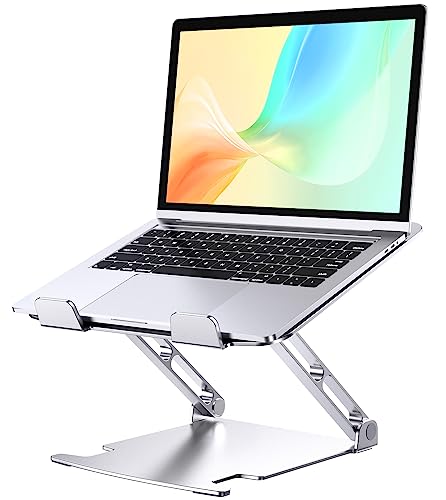 Glangeh Soporte Portatil Mesa Estable, Aleación de Aluminio Elevador Portatil con Ergonómico Altura Ajustable, Ventilado Laptop Stand Compatible con MacBook Air/Pro DELL HP Lenovo y Tabletas 10-16”