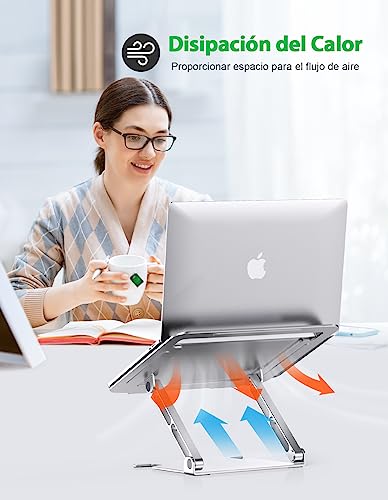 Glangeh Soporte Portatil Mesa Estable, Aleación de Aluminio Elevador Portatil con Ergonómico Altura Ajustable, Ventilado Laptop Stand Compatible con MacBook Air/Pro DELL HP Lenovo y Tabletas 10-16”