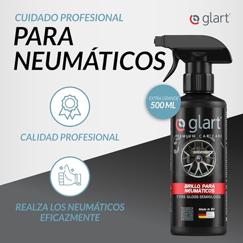 Glart 45RK abrillantador para neumáticos, cuidado de neumáticos, cuidado de goma, brillo de seda mate, 500 ml, con esponja de aplicación.