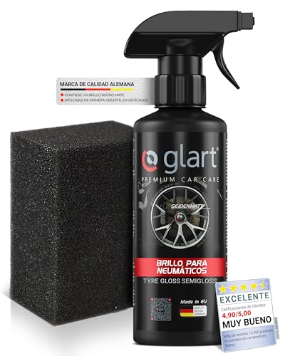 Glart 45RK abrillantador para neumáticos, cuidado de neumáticos, cuidado de goma, brillo de seda mate, 500 ml, con esponja de aplicación.