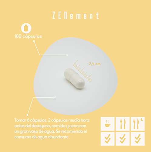 Glucomanano 4200 mg por dosis, con Vitamina B3 y Cromo, 180 Cápsulas Veganas | Efecto saciante, Pastillas efectivas para Mujer y Hombre | Fibra Vegetal de la Raíz de Konjac | Zenement