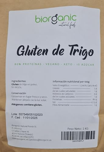 Gluten de Trigo pack 5kg | keto | Vegano | Ideal para elaborar masas sin carbohidratos y para elaborar seitán. 70% de proteínas. Marca Española.