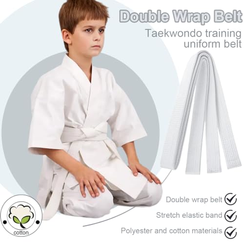 GNHG 3 Piezas 200 * 4CM Entrenamiento Yaod Taekwondo, Cinturones de Artes Marciales Karate, Cinturón de Judo Cinturón de Artes Marciales Karate-Blanco