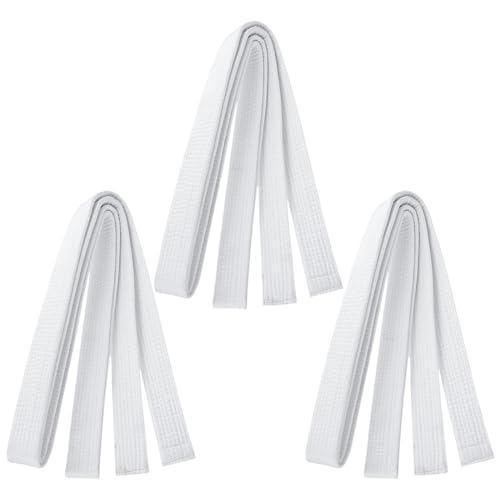 GNHG 3 Piezas 200 * 4CM Entrenamiento Yaod Taekwondo, Cinturones de Artes Marciales Karate, Cinturón de Judo Cinturón de Artes Marciales Karate-Blanco