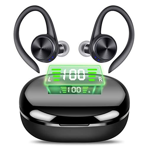 Gnlgnl Auriculares Inalambricos Deportivos,Auriculares Bluetooth con Micrófono,Cascos Inalambricos con Estuche de Carga USB-C,Calidad de Sonido HD,IPX7 Impermeable,48Hrs de Reproducción, Negro