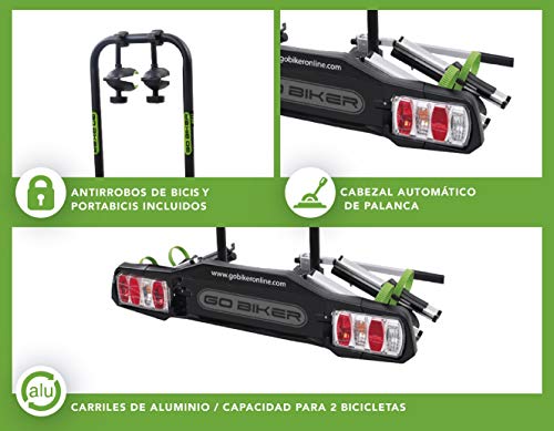 GO BIKER portabicicletas para 2 a 4 Bicicletas Bola de Remolque, soporta 15kg x Carril, Brazos Ajustables, Apto Todo Tipo de Bicicletas, Doble Cierre de Seguridad antirrobo (Beat 2 Bicicletas)