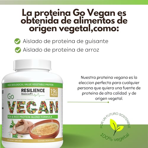 Go Vegan 1.8kg|Proteína Vegana de Guisante|Proteina Arroz|Sabor Natillas|Proteína Vegana | Proteína Vegetal | Proteínas Veganas para Nutrición Óptima y Rendimiento Superior.