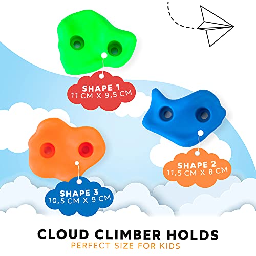 GO!elements 15 presas de Escalada Kids Set Outdoor Incl. Material de fijación | Piedras de Escalada para Paredes | Piedras de Colores para Torres de Juegos para niños con Tornillos, Size:15 Set