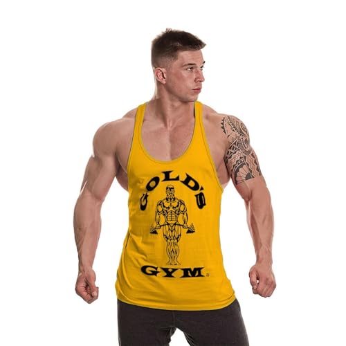 Gold´s Gym GGVST-003 Muscle Joe - Camiseta musculación para Hombre, Color Amarillo, Talla L