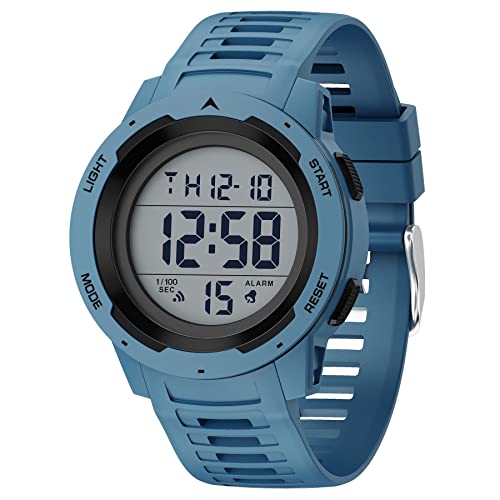 GOLDEN HOUR Reloj Deportivo Digital Impermeable para Hombre, Pantalla Ancha, fácil de Leer, Estilo Militar, con Correa de Goma