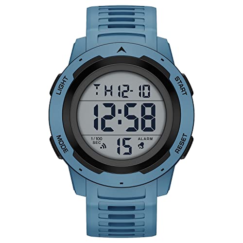 GOLDEN HOUR Reloj Deportivo Digital Impermeable para Hombre, Pantalla Ancha, fácil de Leer, Estilo Militar, con Correa de Goma