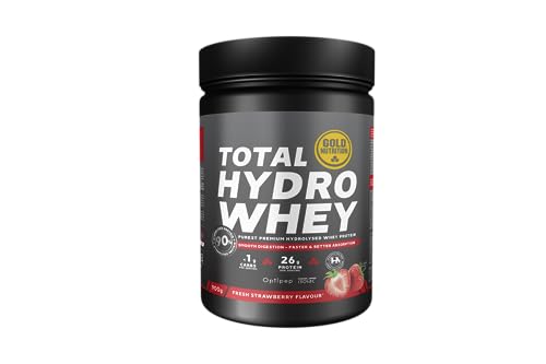 GOLDNUTRITION | TOTAL HYDRO WHEY 900 G | OPTIPEP 90® (Hidrolizado de aislado de proteína de suero de la leche) (FRESA)