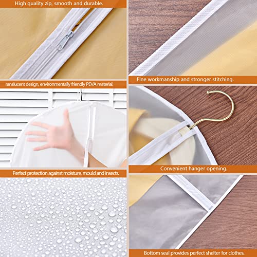 GoMaihe Fundas de Ropa 12 PCS, 60 x 120 / 100cm Bolsa de Traje Transparente Bolsas de Ropa, Repelente al Agua, Blanco