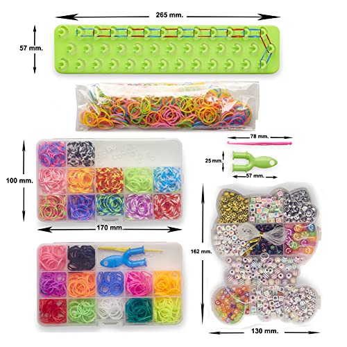 Gomas elasticas de colores para hacer pulseras, con telar-2000piezas gomitas con abalorios, para niña.