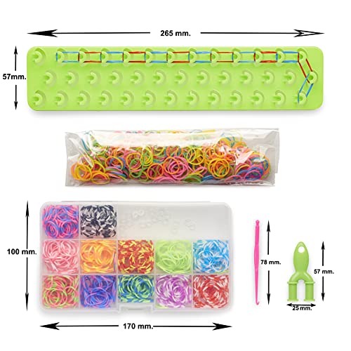 Gomas para hacer pulseras con telar- 800 gomitas con abalorios niña, elasticas colores-gomillas