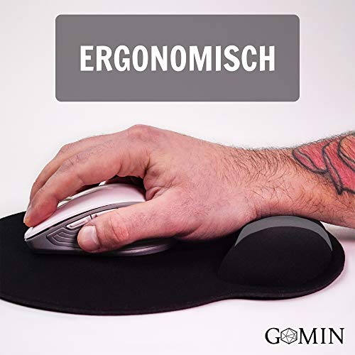 GOMIN Alfombrilla de ratón ergonómica con cojín de gel de 25,5 x 23 cm, alfombrilla de ratón con reposamuñecas para ordenador/PC, alivio de la muñeca, prevención de tendinitis, bordes sin costuras,