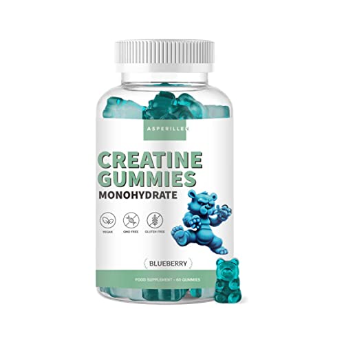 Gominolas de Creatina Monohidrato - 2000 Mg de Creatina Monohidratada por cada Dosis - Creatina Vegana Sin Gluten - Creatine Gummies - 60 Unidades Sabor Arándanos