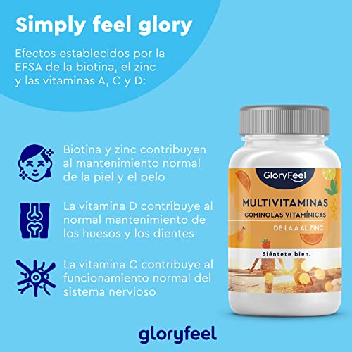 Gominolas Multivitaminas y Minerales - Todas las vitaminas A, B2, B6, B12, C, D3, E, K2, Biotina, Ácido fólico, Zinc y Yodo - Multivitaminico para hombres, mujeres, niños - 12 vitaminas y minerales