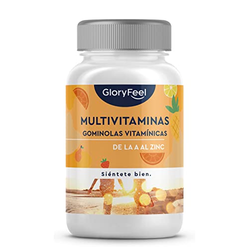 Gominolas Multivitaminas y Minerales - Todas las vitaminas A, B2, B6, B12, C, D3, E, K2, Biotina, Ácido fólico, Zinc y Yodo - Multivitaminico para hombres, mujeres, niños - 12 vitaminas y minerales