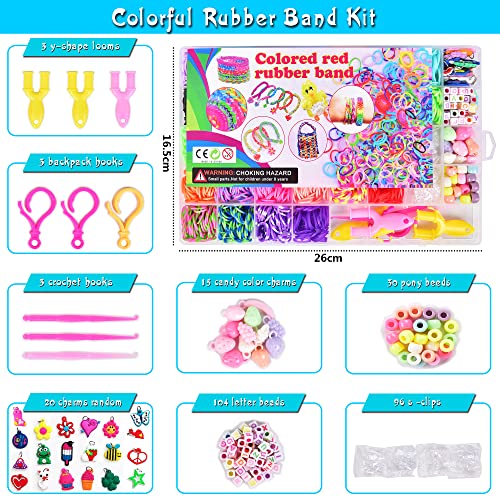 Gomitas Gomas para Hacer Pulseras 3000+ Elasticas 32Colores Kit Gomas Pulseras y Ganchos Caja Gomillas para Hacer Pulseras Aritos de Goma Elasticos Niñas Loom Bands Kit Niños Juego Bandas Joyas Pack