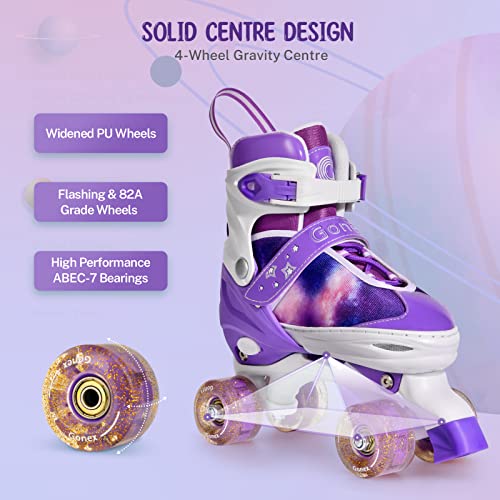 Gonex Patines 4 Ruedas Niña Patines en Paralelo Ajustables, Patines con Iluminación LED para Niñas y Niños Principiantes