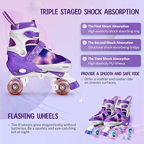 Gonex Patines 4 Ruedas Niña Patines en Paralelo Ajustables, Patines con Iluminación LED para Niñas y Niños Principiantes