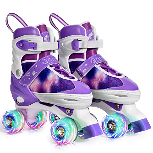 Gonex Patines 4 Ruedas Niña Patines en Paralelo Ajustables, Patines con Iluminación LED para Niñas y Niños Principiantes