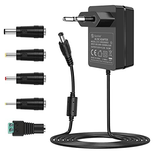 Gonine 9V 2A Fuente de alimentación Adaptador para Arduino UNO R3 Crosley Cruiser Tocadiscos portátil Schwinn Bicicleta estática elíptica 270 170 430 470 A10 Medela Bomba con Estilo