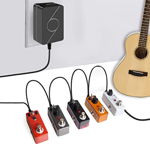 Gonine Adaptador de pedal de efectos de guitarra de 9V 1,5A cable de alimentación con cable, cable de cadena tipo margarita de 5 vías, centro negativo, cable de longitud extendida