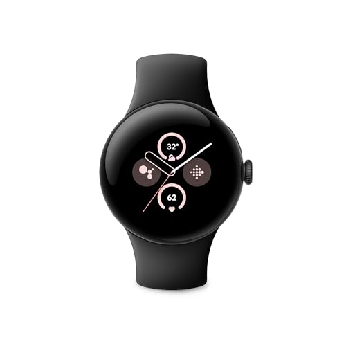 Google Pixel Watch 2 con Fitbit y Google - Control de frecuencia cardiaca, gestión del estrés y seguridad - Smartwatch Android - Caja de aluminio en negro mate - Correa deportiva en obsidiana - Wi-Fi