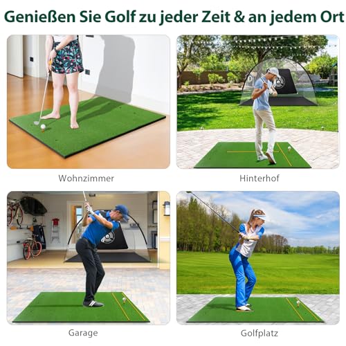 GOPLUS Alfombra de golf de 152 x 92 cm / 152 x 117 cm con 2 barras de alineación y 2 tees de golf, esterilla de entrenamiento para amantes del golf y principiantes, para interiores y exteriores